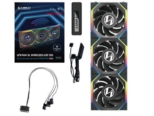 Lian Li UNI FAN SL Wireless LCD 120 Reverse Blade, Fan, 12 cm, Svart Svart