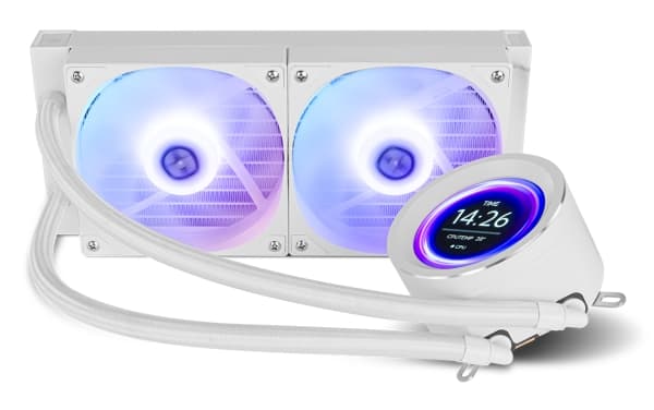 NOX X-240 LCD, Luftkylare, 12 cm, 2000 rpm, 31,6 dB, 65,54 kubikfot/min, Vit