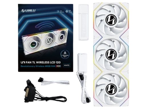 Lian Li 12TLLCD1W3W, Vifte, 12 cm, 350 RPM, 1900 RPM, Hvit Hvit