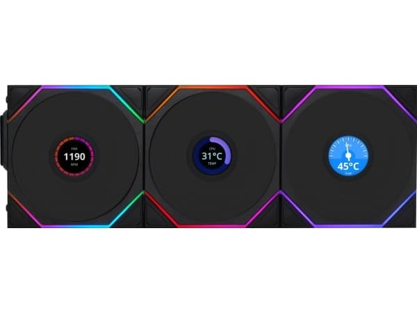 Lian Li UNI FAN TL Wireless 120 - Lådfläkt - med LCD-skärm - 120 mm - svart