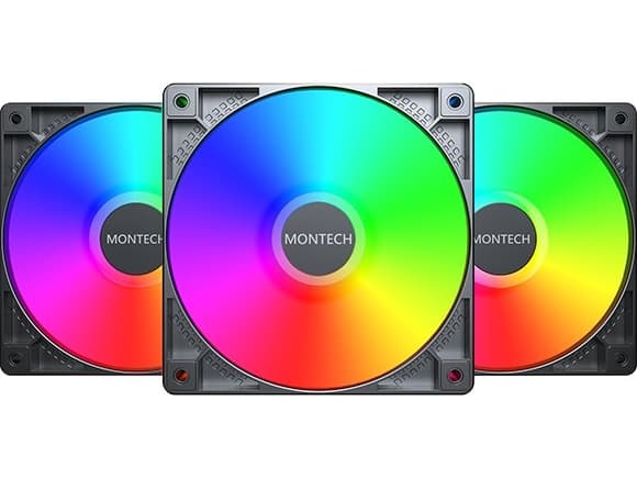 Montech GF120 PWM ARGB vifte, 3-pakning - 120mm, svart