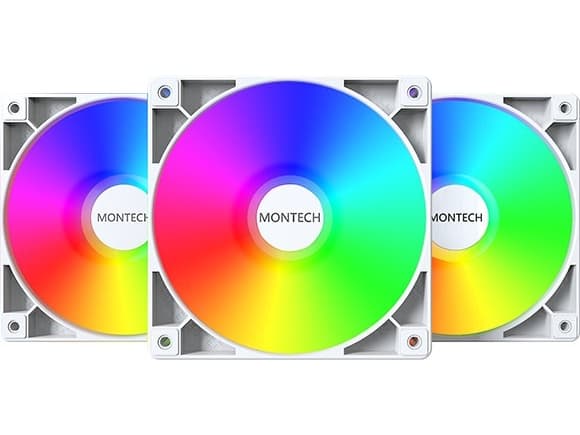 Montech GF120 PWM ARGB vifte, 3-pakning - 120mm, hvit