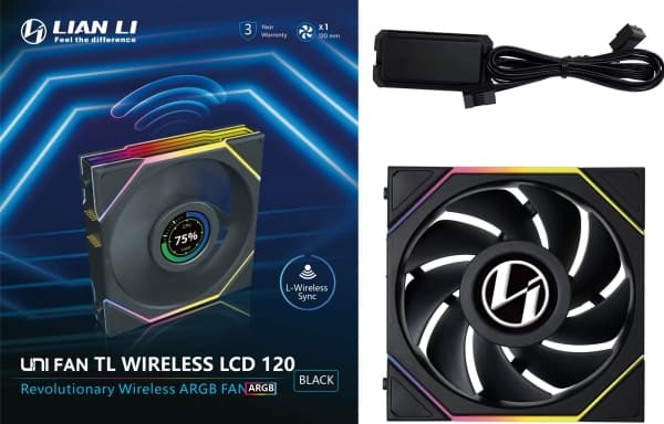 Lian Li UNI FAN TL Wireless LCD Lüfter ARGB PWM - 120 mm svart (12TLLCD1W1B)