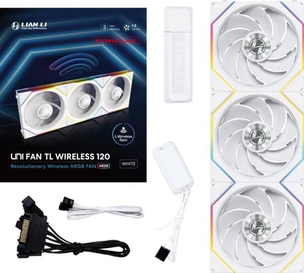 Lian Li UNI FAN TL Wireless 120 Reverse Blade - Lådfläkt - 120 mm - vit