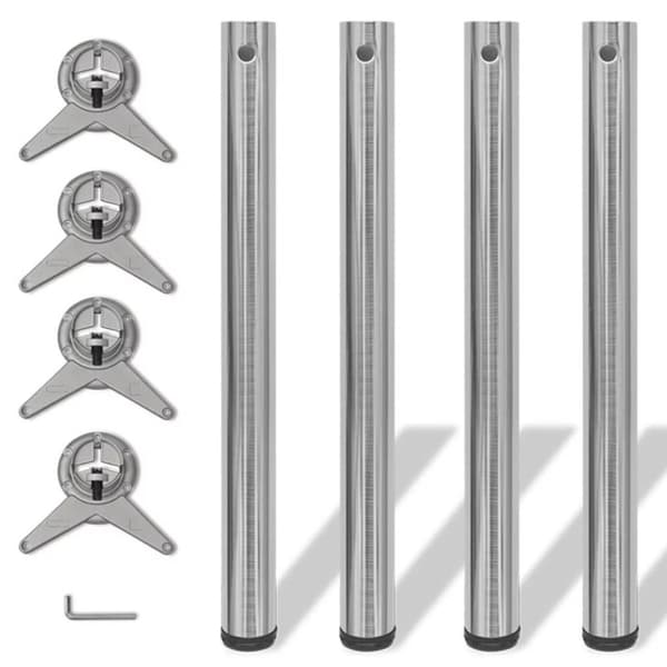 vidaXL 4 Korkeussäädettävää Pöydän Jalkaa Harjattu Nikkeli 710 mm