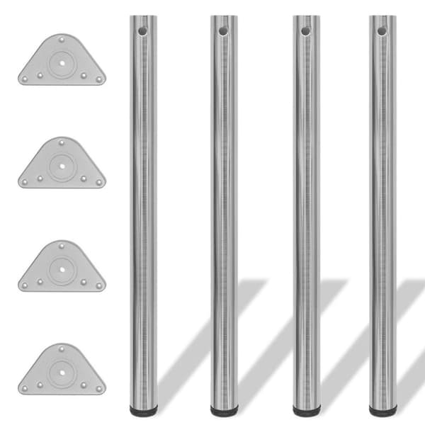 vidaXL 4 Korkeussäädettävää Pöydän Jalkaa Harjattu Nikkeli 870 mm
