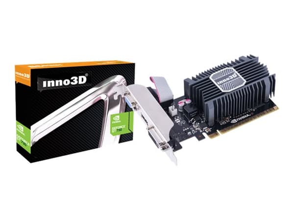 Inno3D GeForce GT 730 - Grafikkort - GF GT 730 - 2 GB - PCIe 2.0 x8 - DVI, D-Sub, HDMI Sort, Sølv