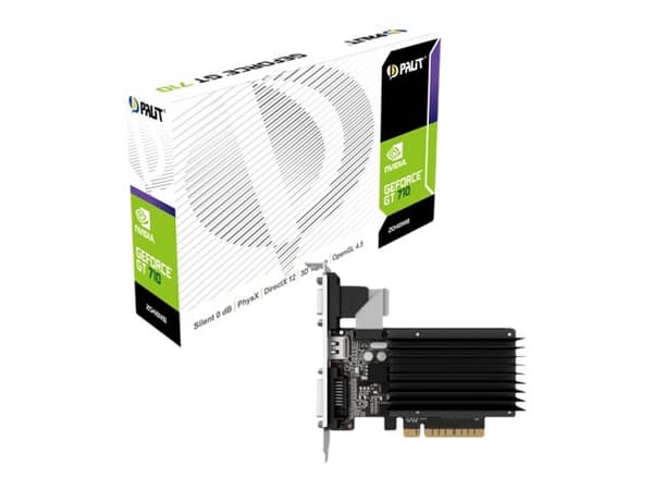Palit GeForce GT 710 - Grafikkort - GF GT 710 - 2 GB DDR3 - PCIe 2.0 x8 - DVI, D-Sub, HDMI - uten vifte