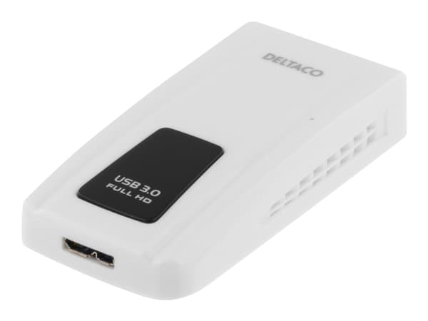 DELTACO PRIME USB3-DVI - Ekstern videoadapter - USB 3.0 - DVI - hvit