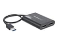 Miniatyrbild 1 av 5: StarTech.com USB 3.0 till Dual DisplayPort-adapter - 4K 60 Hz - DisplayPort-adapter - USB typ A (hane) till DisplayPort (hona) - USB 3.0 - 30 cm - 4K