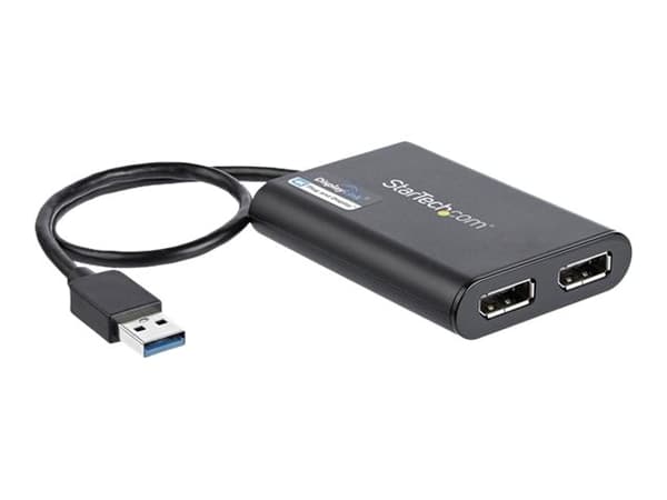 StarTech.com USB 3.0 to Dual DisplayPort Adapter 4K 60Hz, DisplayLink Certified, Video Converter with External Graphics Card - Mac & PC (USB32DP24K60 Sort