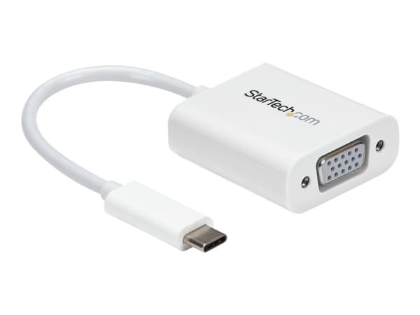 StarTech.com USB-C- till VGA-adapter - vit - USB/VGA-adapter - 24 pin USB-C (hane) till HD-15 (VGA) (hona) - USB 3.1 Gen 1 / Thunderbolt 3 - 17.5 m -