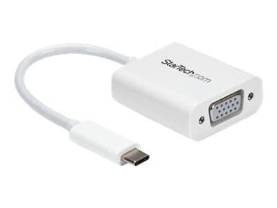 StarTech.com USB-C- till VGA-adapter - vit - USB/VGA-adapter - 24 pin USB-C (hane) till HD-15 (VGA) (hona) - USB 3.1 Gen 1 / Thunderbolt 3 - 17.5 m -