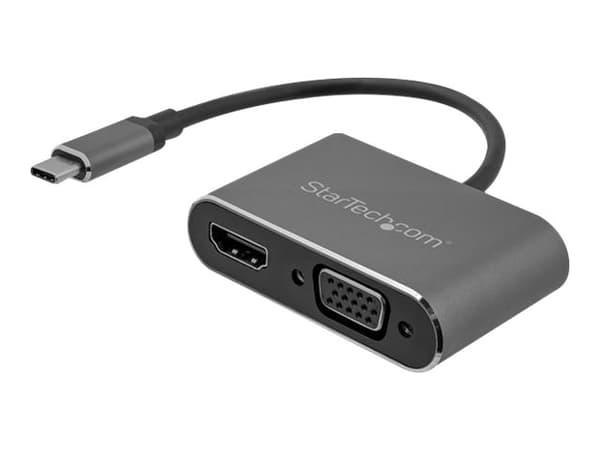 StarTech.com USB-C till VGA- och HDMI-adapter - 2-i-1 - 4K 30 Hz - rymdgrå - Extern videoadapter - IT6222 - USB-C - HDMI, VGA - rymdgrå Svart