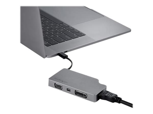 StarTech.com USB C Multiport Video Adapter with HDMI, VGA, Mini DisplayPort or DVI, USB Type C Monitor Adapter to HDMI 2.0 or mDP 1.2 (4K 60Hz), VGA Grå