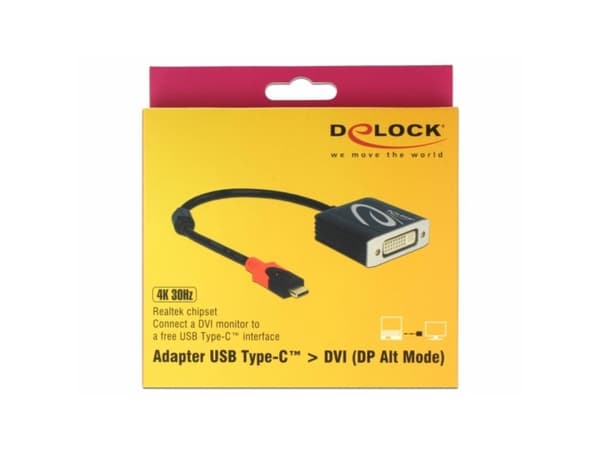 Delock - Ekstern videoadapter - RTD2171U - USB-C - DVI - svart - løsvekt