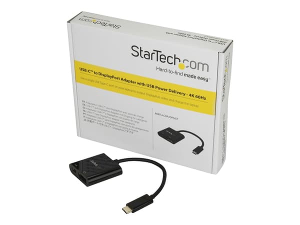 StarTech.com USB C till DisplayPort-adapter med USB Power Delivery - 4K 60 Hz - DisplayPort-adapter - 24 pin USB-C (hane) till DisplayPort, USB-C (en