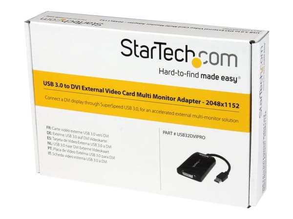 StarTech.com USB 3.0 till DVI/VGA adapter - 2048x1152 - USB/DVI-adapter - USB typ A (hane) till DVI-I (hona) - USB 3.0 - 15.2 cm - 2048 x 1152 stöd - Svart