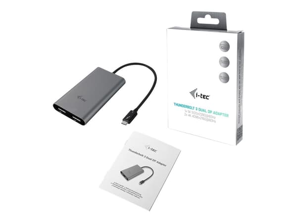 i-tec TB3DUAL4KDP USB grafisk kobling 5120 x 2880 piksler Grå