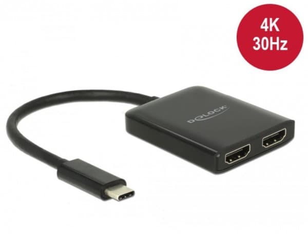 Delock - Ekstern videoadapter - STDP4320 - USB-C - 2 x HDMI - svart - løsvekt