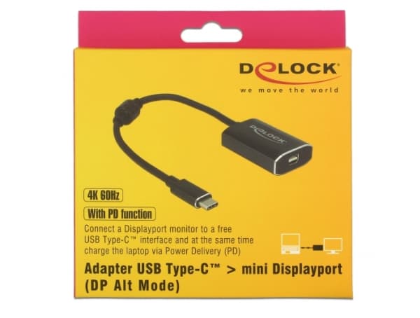 Delock - Ekstern videoadapter - VL100 - USB-C - Mini DisplayPort - mørk grå - løsvekt