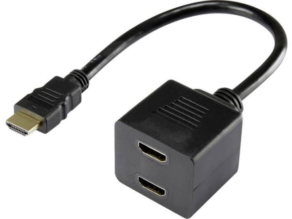 Renkforce RF-4212177, 0,2 m, HDMI-tyyppi A (vakio), 2 x HDMI Type A (Standard), 1920 x 1080 pikseliä, Musta
