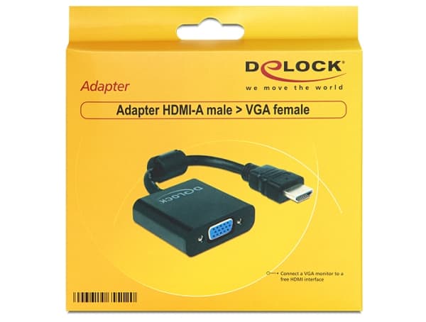 Delock - Video adapter - HD-15 (VGA) hunn til HDMI hann - 25.5 cm - svart