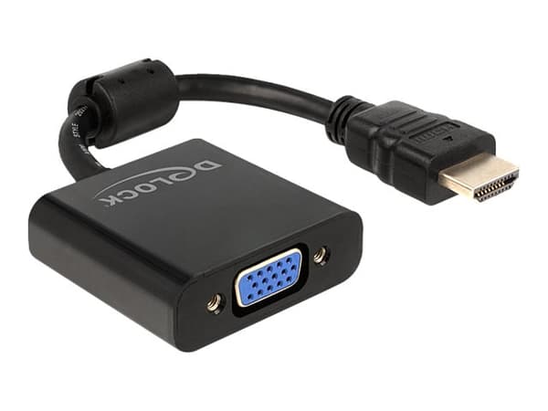 Delock - Video adapter - HD-15 (VGA) hunn til HDMI hann - 25.5 cm - svart