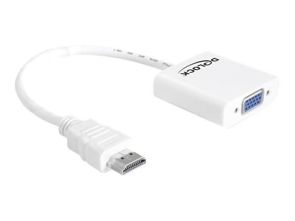 Delock Adapter HDMI-A male > VGA female - Video adapter - HDMI hann til HD-15 (VGA) hunn - hvit