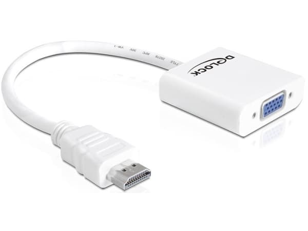 Delock Adapter HDMI-A male > VGA female - Video adapter - HDMI hann til HD-15 (VGA) hunn - hvit