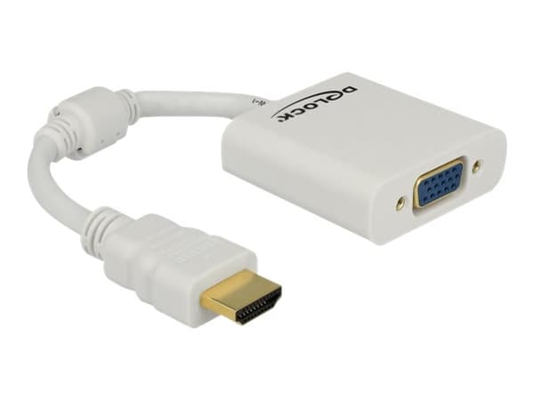 Delock Adapter HDMI-A male > VGA female - Video adapter - HDMI hann til HD-15 (VGA) hunn - hvit
