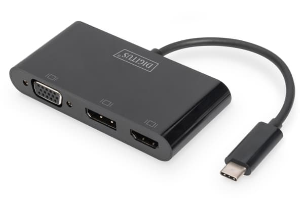 DIGITUS - Ekstern videoadapter - USB-C - HDMI, VGA, DisplayPort - hvit
