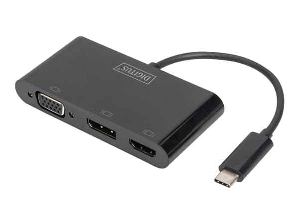 DIGITUS - Ekstern videoadapter - USB-C - HDMI, VGA, DisplayPort - hvit