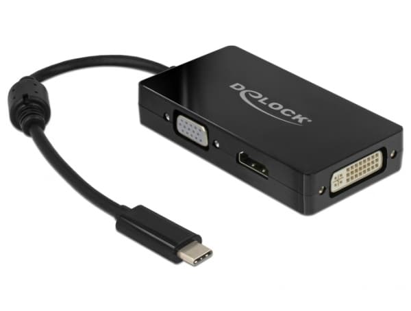 Delock - Extern videoadapter - USB-C - DVI, HDMI, VGA - svart
