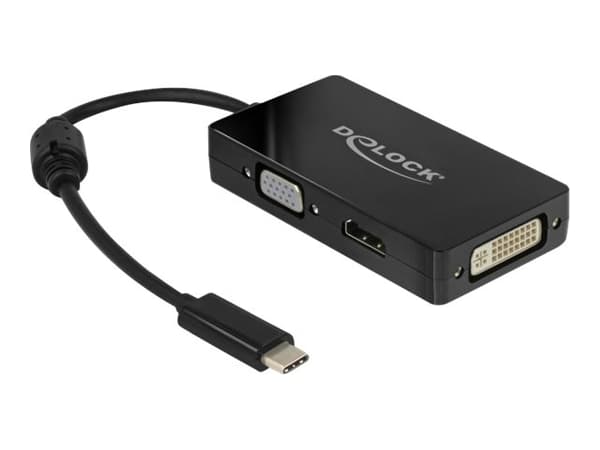 Delock - Extern videoadapter - USB-C - DVI, HDMI, VGA - svart