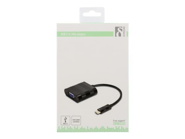 DELTACO USBC-VGA - Extern videoadapter - USB-C - VGA - svart