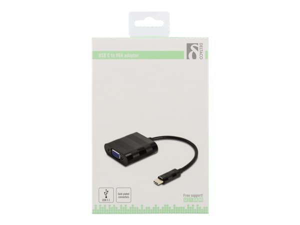 DELTACO USBC-VGA - Extern videoadapter - USB-C - VGA - svart