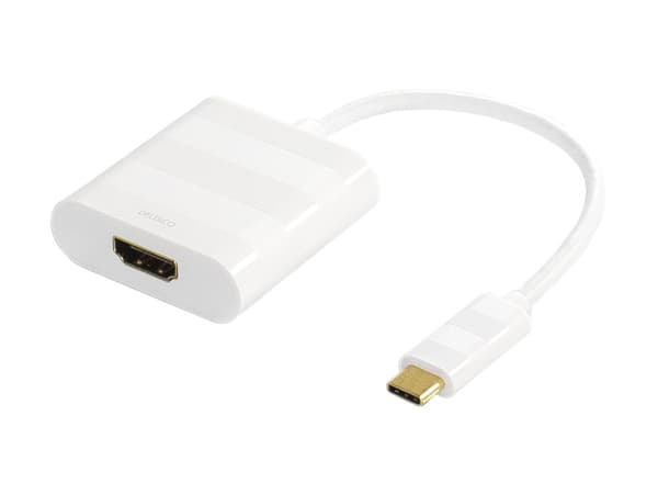 DELTACO USBC-HDMI1 - Ulkoinen videosovitin - USB-C 3.1 - HDMI - valkoinen - valkoinen