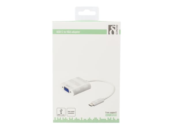 DELTACO USBC-VGA1 - Ekstern videoadapter - USB-C - VGA - hvit