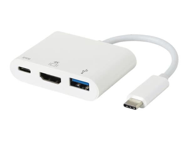 eSTUFF USB-C AV Multiport Adapter, USB 3.2 Gen 1 (3.1 Gen 1) Type-C, HDMI, 5000 Mbit/s, 3840 x 2160 pikseliä, Valkoinen, ABS-synteettinen