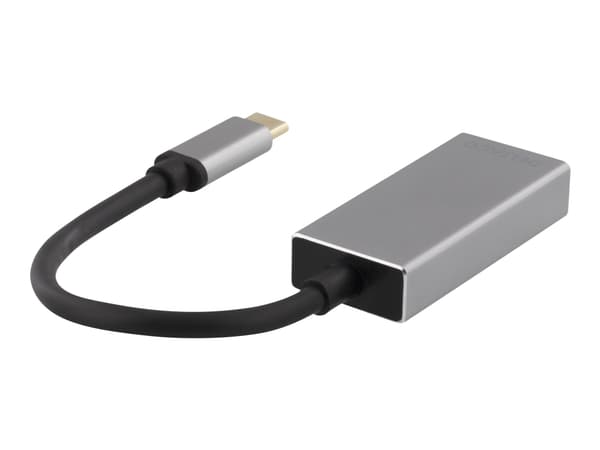 DELTACO USBC-DP2 - Extern videoadapter - USB-C - DisplayPort - rymdgrå