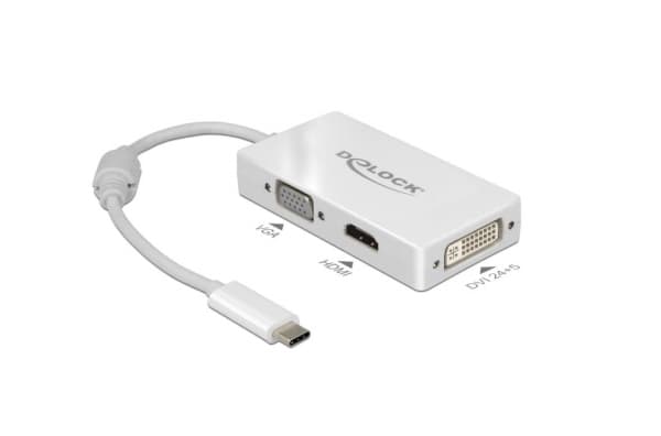 Delock - Extern videoadapter - USB-C - DVI, HDMI, VGA - vit