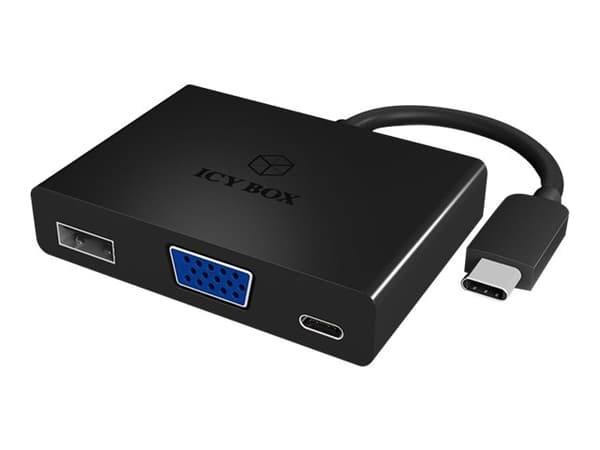 ICY BOX IB-DK4032-CPD - Extern videoadapter - Parade PS176 - USB-C - VGA - svart Svart