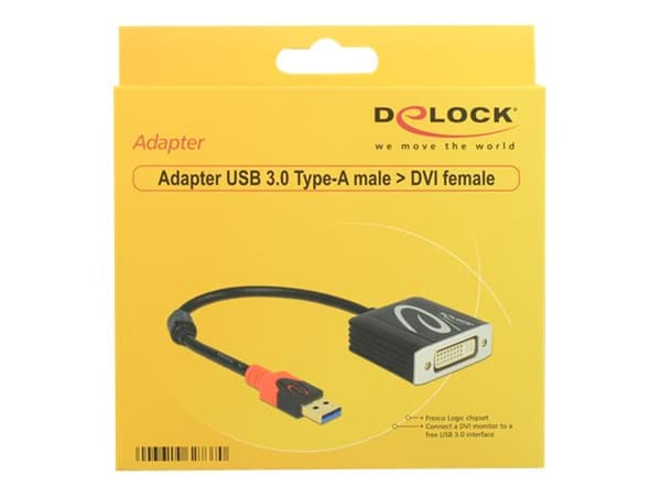 Delock - Extern videoadapter - USB 3.0 - DVI - svart - detaljhandel