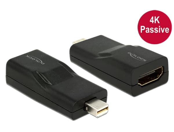 Delock - Videokort - Mini DisplayPort hane till HDMI hona - skärmad - svart - stöd för 4K
