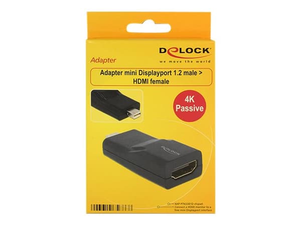 Delock - Videokort - Mini DisplayPort hane till HDMI hona - skärmad - svart - stöd för 4K