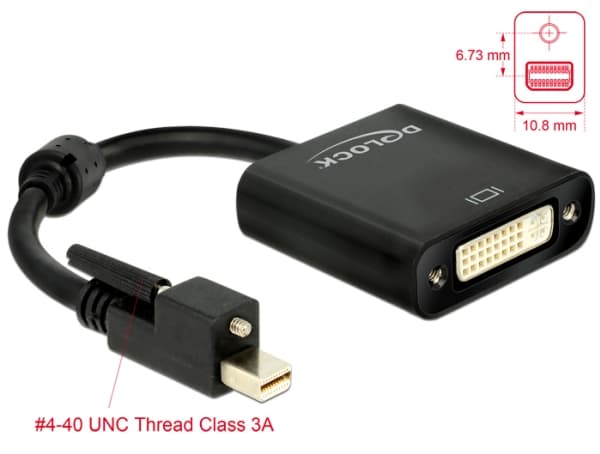 Delock - Video adapter - Mini DisplayPort hann til DVI-I hunn - 25 cm - svart