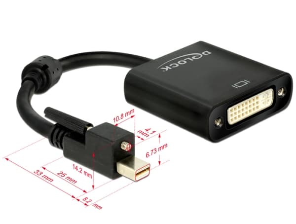 Delock - Video adapter - Mini DisplayPort hann til DVI-I hunn - 25 cm - svart