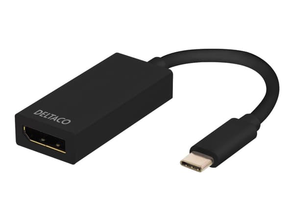 DELTACO USBC-DP - Ekstern videoadapter - USB-C 3.1 - DisplayPort - svart