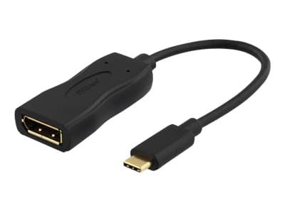 DELTACO USBC-DP - Ekstern videoadapter - USB-C 3.1 - DisplayPort - svart Sort